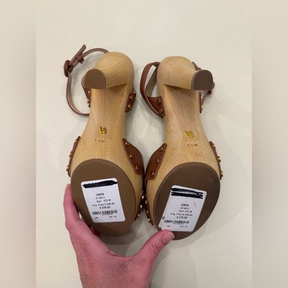 Veronica Beard Brown Leather Cross-Over Sandals - Picture 7 of 7